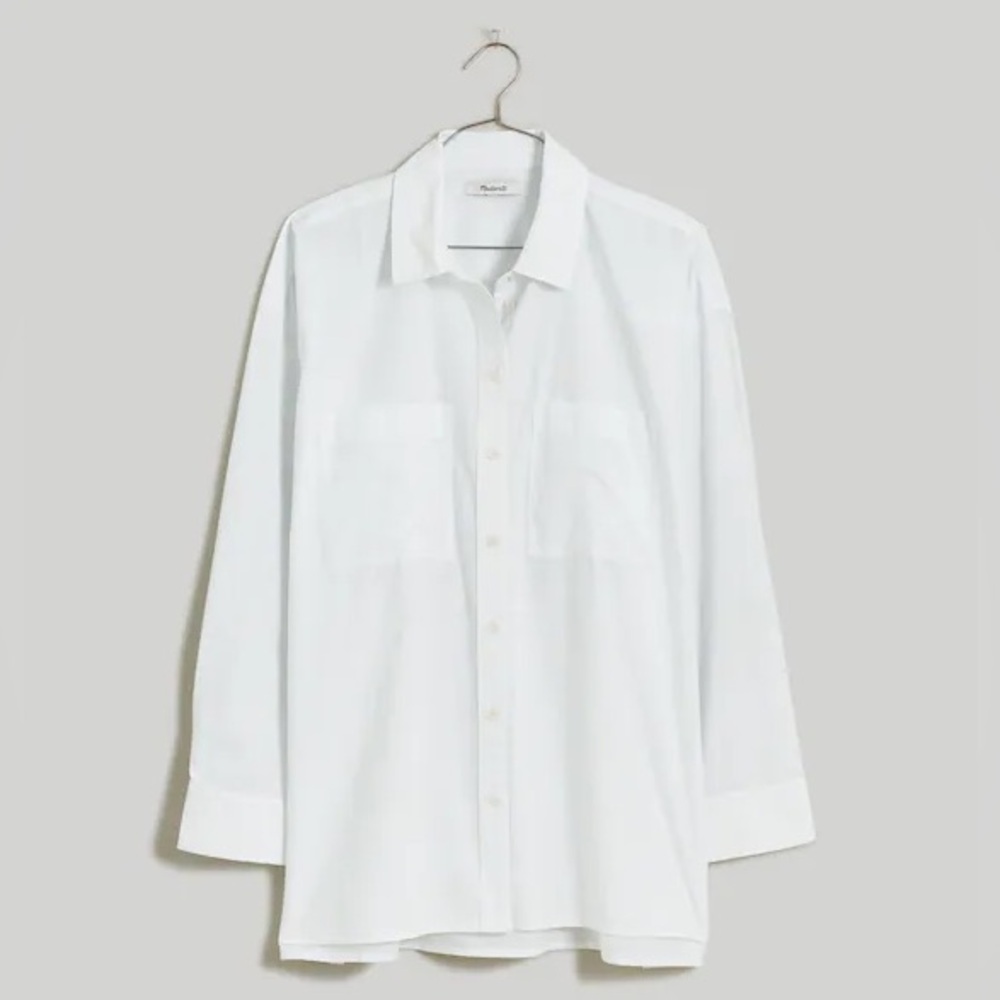 Madewell Oversized White Poplin Button Down Shirt XS Cotton